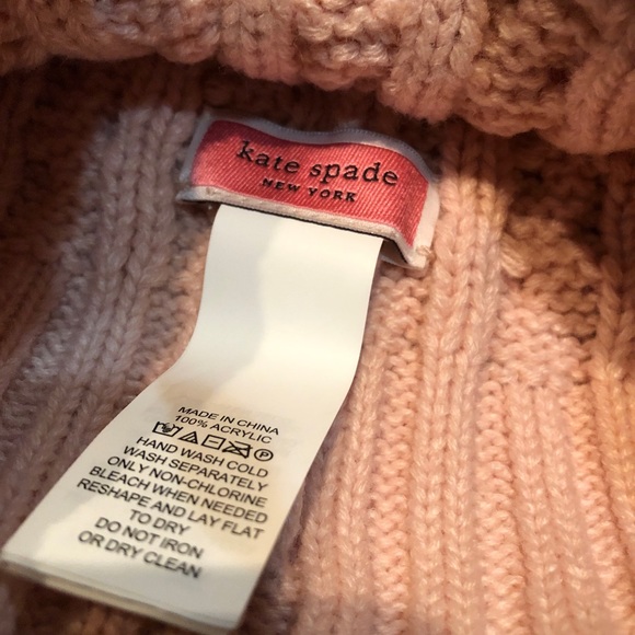 Kate Spade Light Pink Beanie with PomPom. Great condition. Silver spade in front - Picture 6 of 6